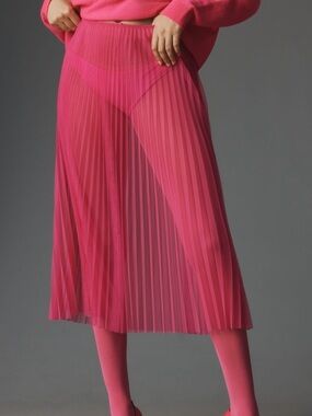 NWT Anthropologie Sunburst Pleated Sheer MIDI Skirt Size XL